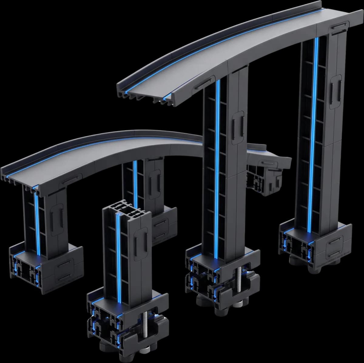 Conjunto de torres de suporte modulares Vitrack de alturas variadas